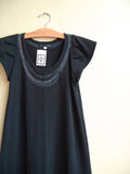 Jersey Dress with Necklace Stitching, aline, short sleeve, modern chic- made to order